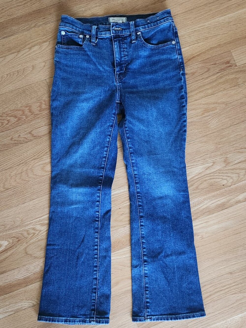 Madewell Mid Rise Flare Kick Out Jeans Size 27 Cropped Ankle Medium Blue J Crew